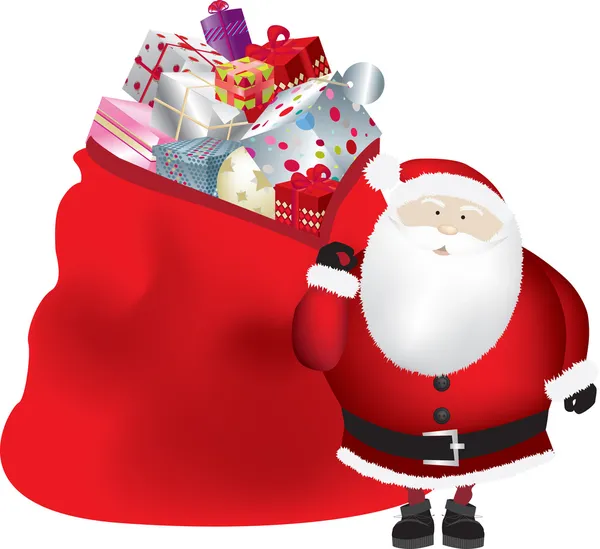 Santa och säck isolerade — Stockfoto