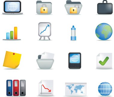 Deatiled office icon set clipart