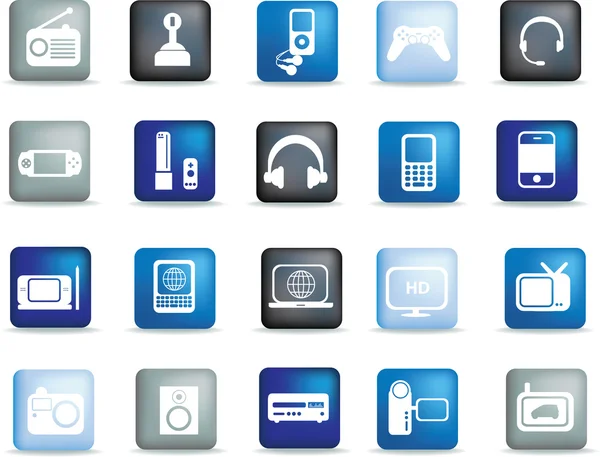 Ikony przycisków elektronicznych — Zdjęcie stockowe