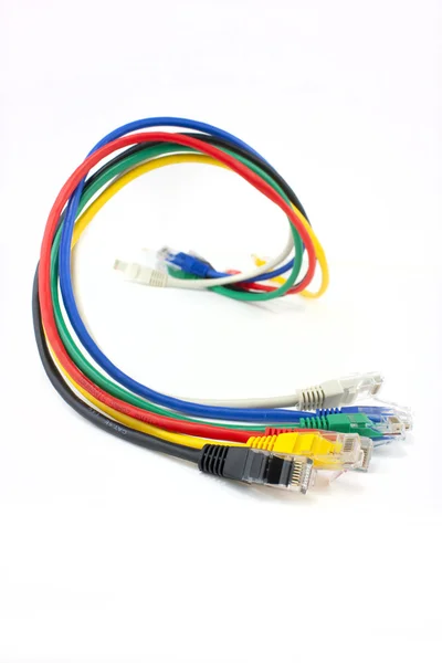 Barevné kabely sítě ethernet — Stock fotografie