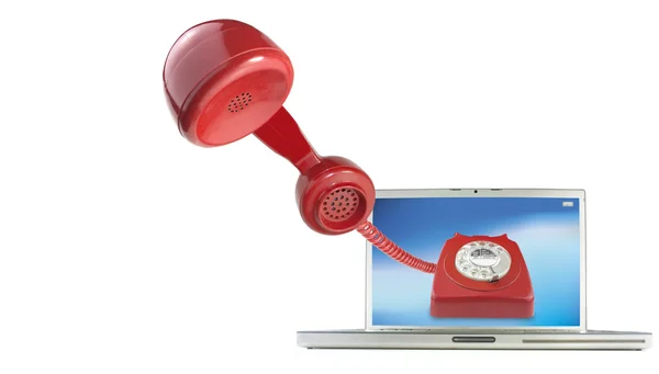 Calling by telephone over the internet — Stock Photo, Image