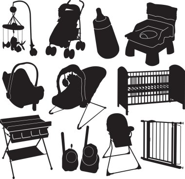 Baby silhouette objects clipart