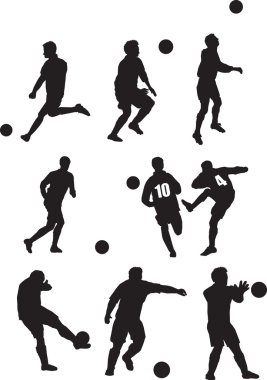 Footballer silhouette set clipart