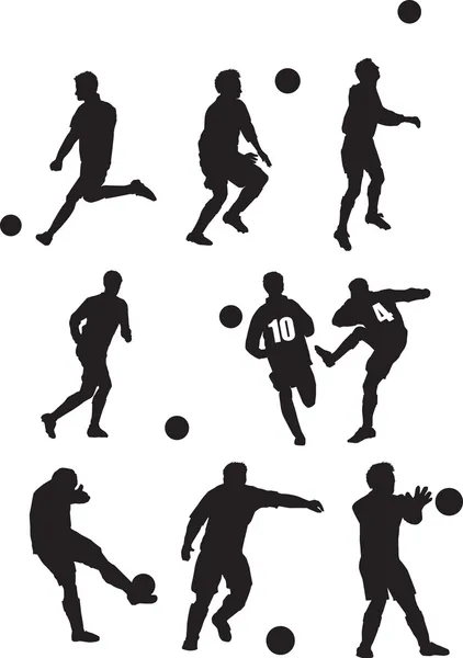 サッカー選手のシルエット セット — ストック写真