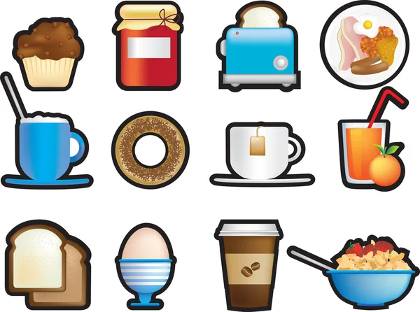 Zestaw ikon śniadaniowych — Zdjęcie stockowe