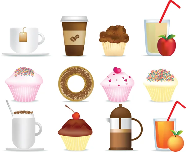 Conjunto de ilustración de café y pastel — Foto de Stock
