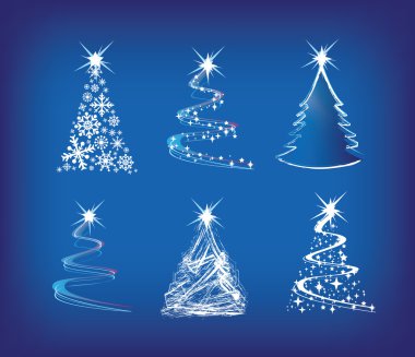 Christmas tree modern illustration set o clipart