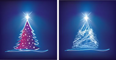 Christmas tree modern illustration in bl clipart