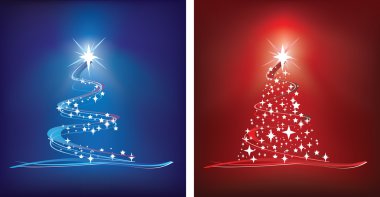 Red and blue christmas tree clipart