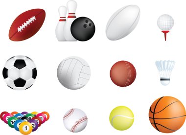 Sports ball icon set clipart