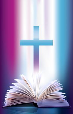 Open flicking bible and cross clipart