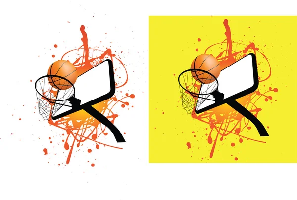 Баскетбольный мяч и кольцо — стоковое фото