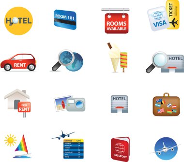 Holiday travel and vacation icons clipart