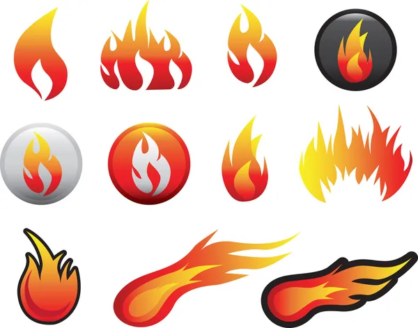 Flame icon set — Zdjęcie stockowe