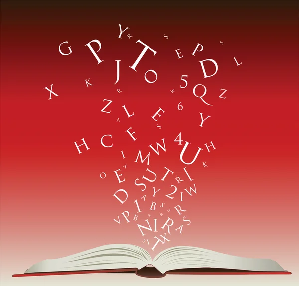 Open book with letters — Stock Photo, Image