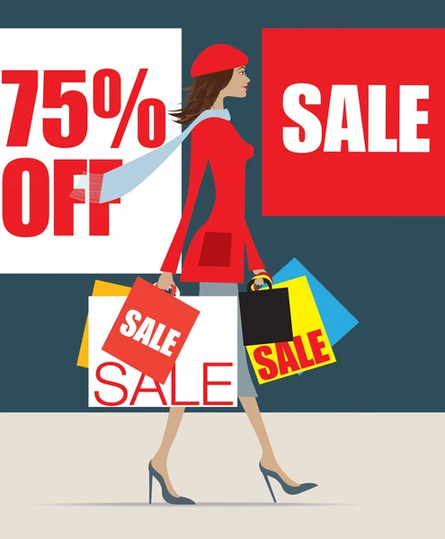 Januari verkoop shopper — Stockfoto