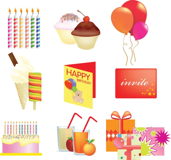 Birthday icon set — Stock Photo, Image