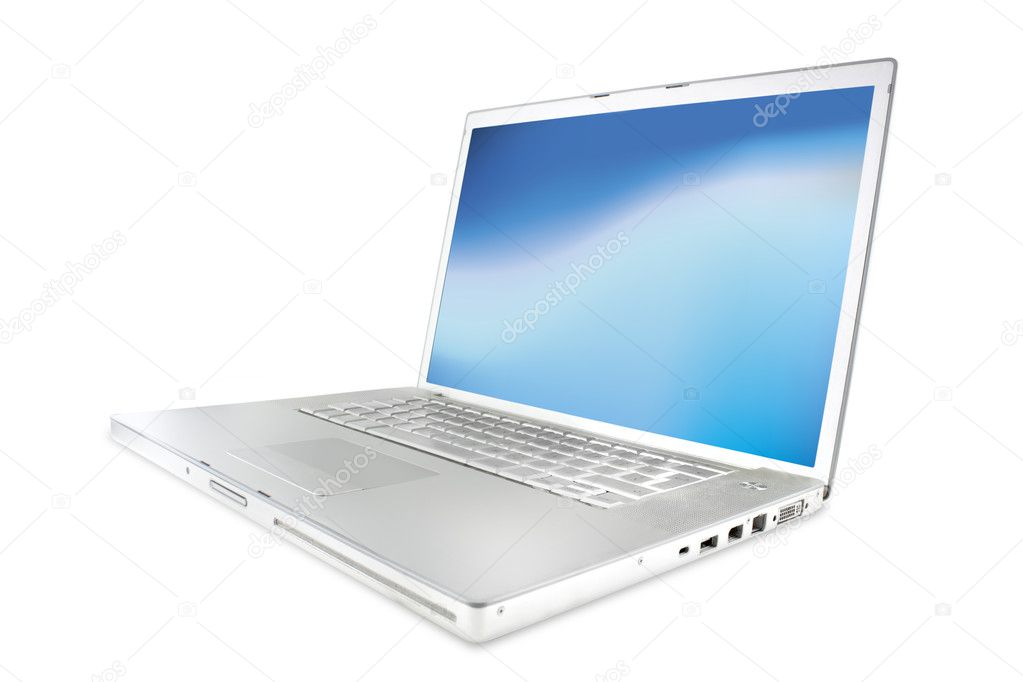 Modern shiny silver laptops