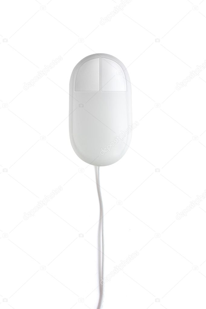 Modern white mouse from above