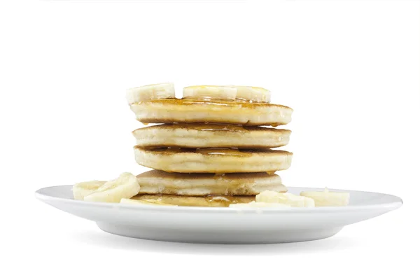Pfannkuchen mit Sirup und Banane — Stockfoto