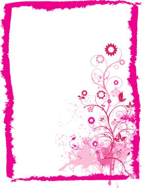 Floral pink grunge frame clipart