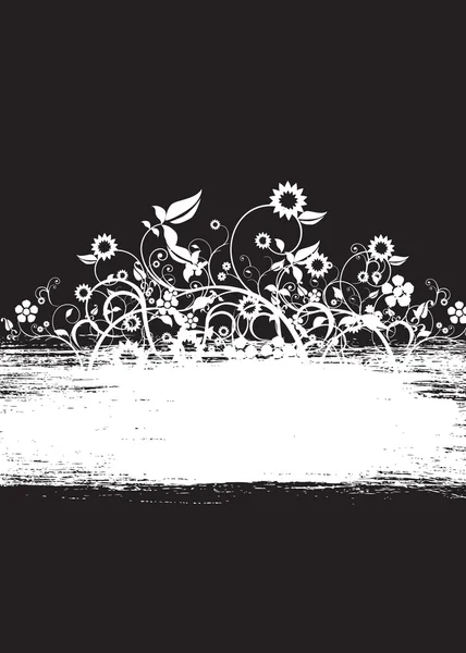 Grunge floral negro — Vector de stock