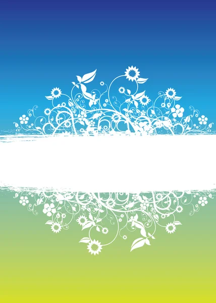 Floral et tourbillonne sur vert — Image vectorielle