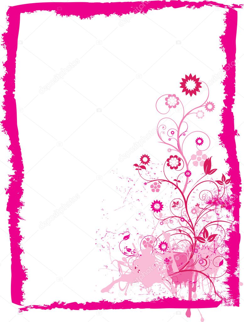 Floral pink grunge frame