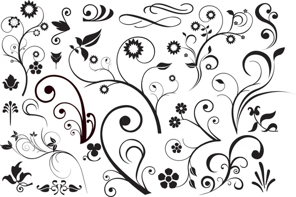 Floral et tourbillons — Image vectorielle