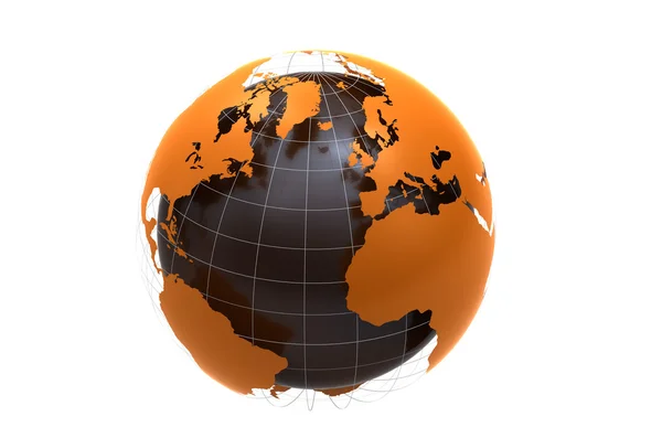 3D оранжевый глобус — стоковое фото