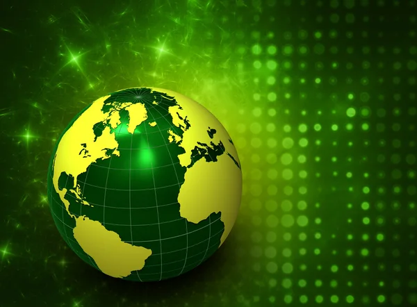 3D grüner Globus auf abstraktem Hintergrund — Stockfoto