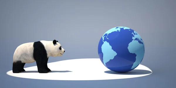 Panda i ziemi — Zdjęcie stockowe