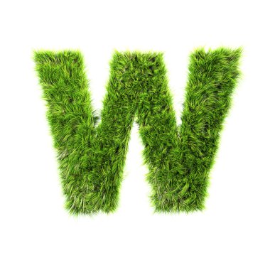 Grass letter - W - Upper case clipart