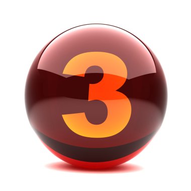 Digit in a 3d glossy sphere - 3 clipart