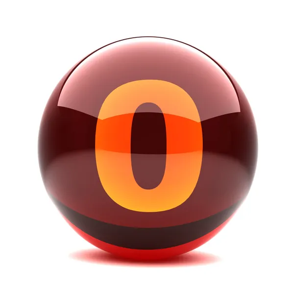 Dígito em uma esfera brilhante 3d - 0 — Fotografia de Stock