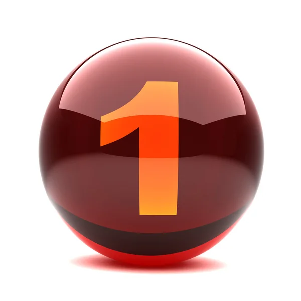 Dígito em uma esfera brilhante 3d - 1 — Fotografia de Stock