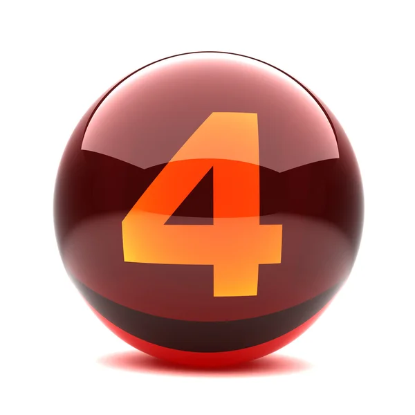 Číslice v 3d lesklé koule - 4 — Stock fotografie