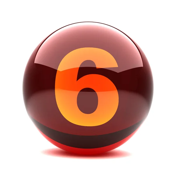 El dígito en la esfera 3D brillante - 6 —  Fotos de Stock