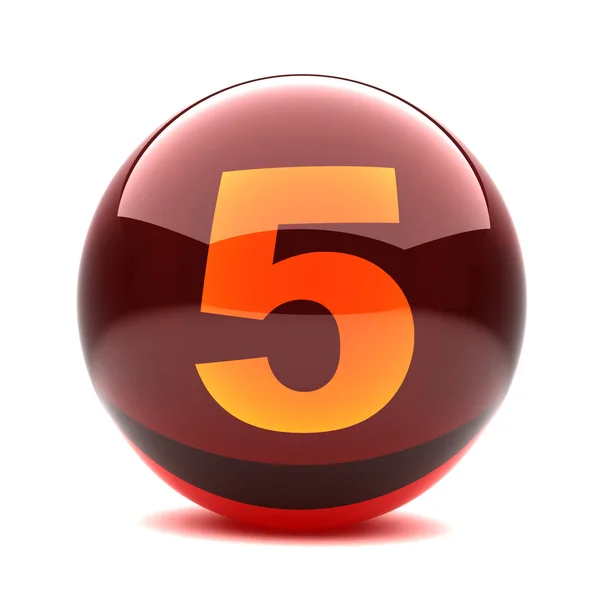 Digit in a 3d glossy sphere - 5 — Stock Photo, Image