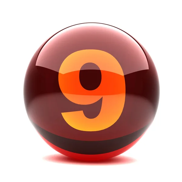 Dígito em uma esfera brilhante 3d - 9 — Fotografia de Stock