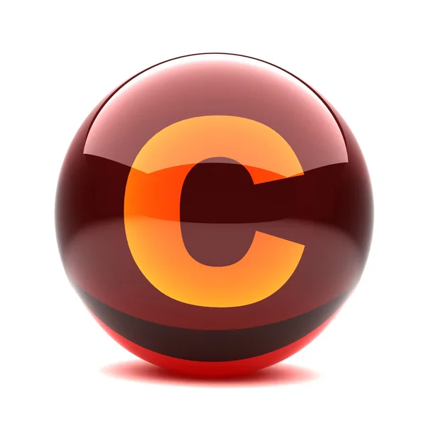 Letter in a 3d glossy sphere - C — Stock Photo, Image
