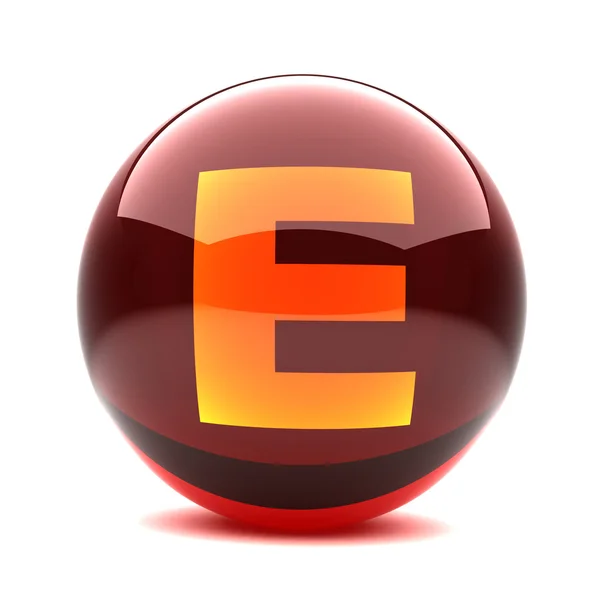 Літера в 3d глянцевій сфері E — стокове фото