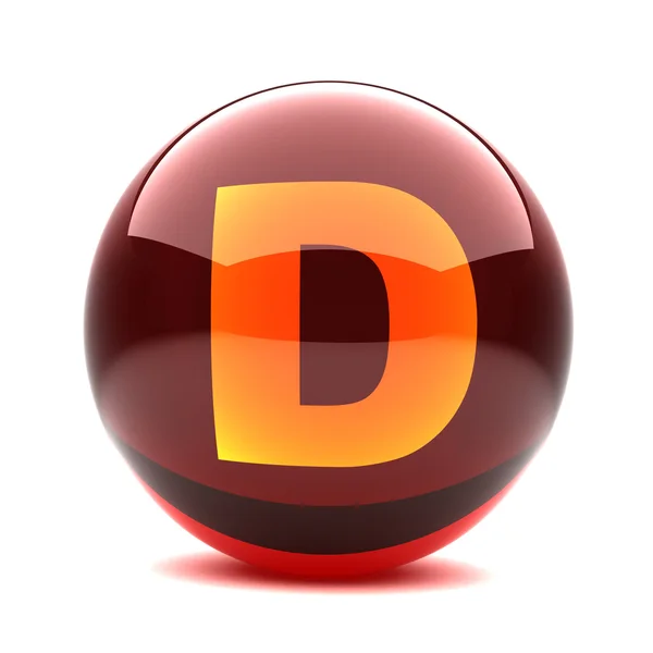 Letter in a 3d glossy sphere - D — Stock Photo, Image