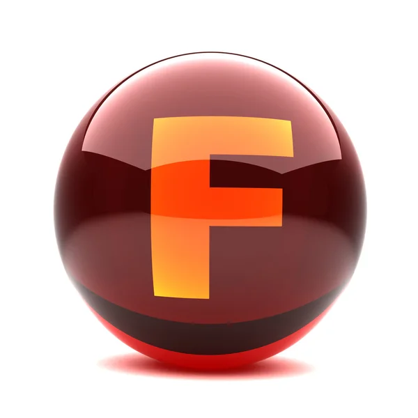 Letter in a 3d glossy sphere - F — Stock Photo, Image