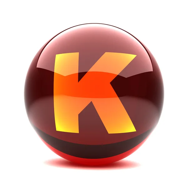 Lettera in una sfera lucida 3d - K — Foto Stock