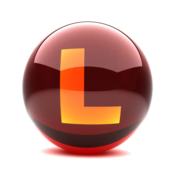 Letter in a 3d glossy sphere - L — Stock Photo, Image