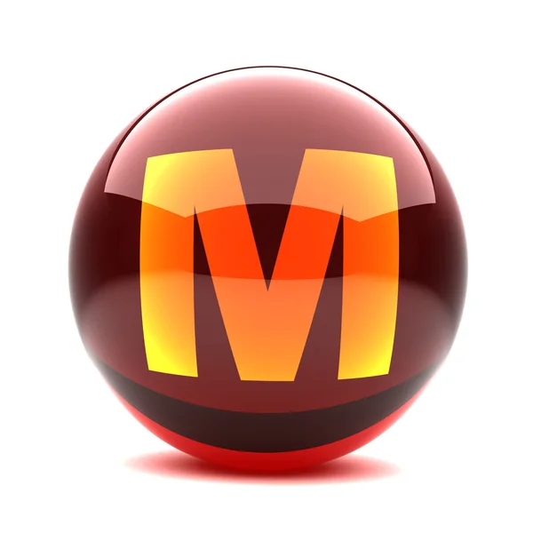 Letter in a 3d glossy sphere - M — Stock Photo, Image