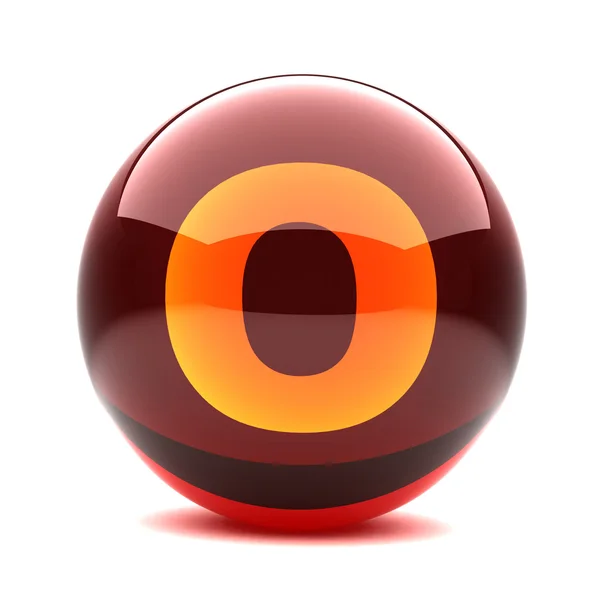 Carta em uma esfera brilhante 3d - O — Fotografia de Stock