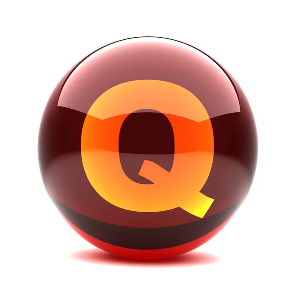 Letter in a 3d glossy sphere - Q — Stock Photo, Image