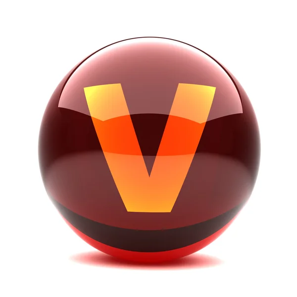 Letter in a 3d glossy sphere - V — Stock Photo, Image